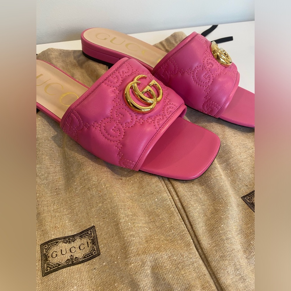 Gucci Sandals! GG Marmont Flat Slide Sandals - Fits like 39